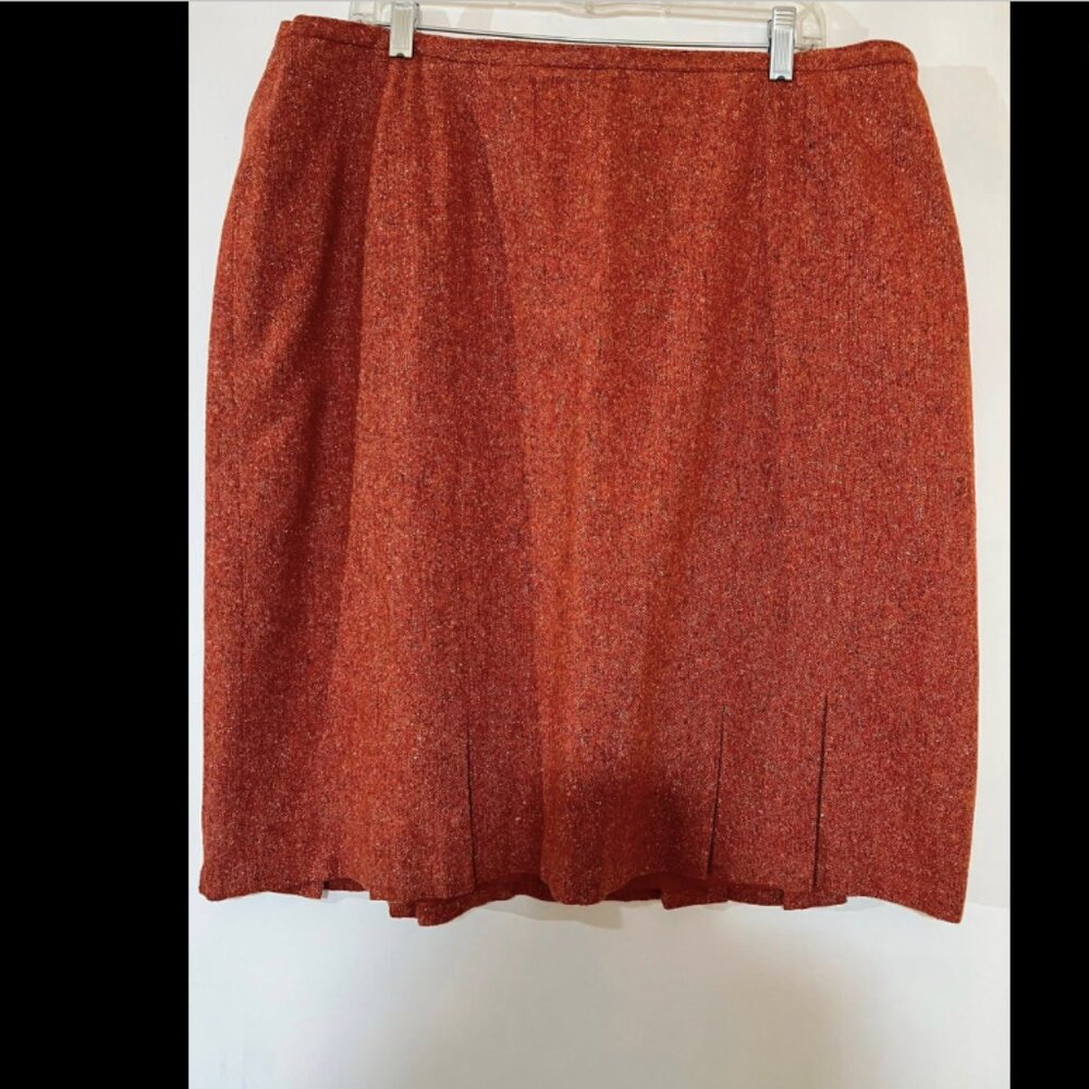 Talbots Rust Orange Tweed Pencil Skirt